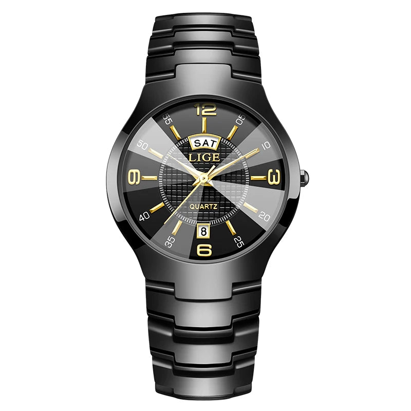 Reloj de cuarzo de cerámica de moda LIGE para mujer, reloj deportivo informal con fecha semanal, reloj creativo de acero resistente al agua para mujer