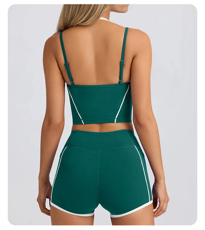 Ropa interior deportiva, chaleco, pantalones cortos, sujetador con tirantes, espalda descubierta, pilates, ajustado, elástico, para fitness, correr, yoga, conjunto de ropa para mujer
