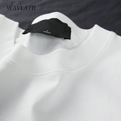 WAVLATII Camisetas de verano de gran tamaño para mujeres y hombres, camisetas casuales marrones para mujeres, camisetas de calle coreanas, camisetas unisex básicas sólidas para jóvenes y geniales