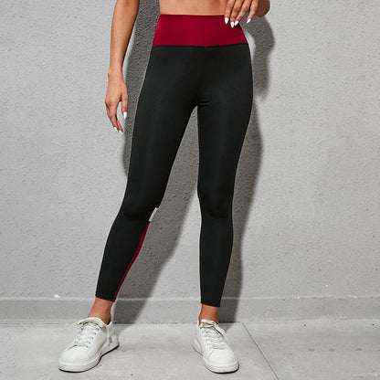 Leggings de yoga de cintura alta con bloques de color para mujer, leggings de entrenamiento con control de abdomen para mujer