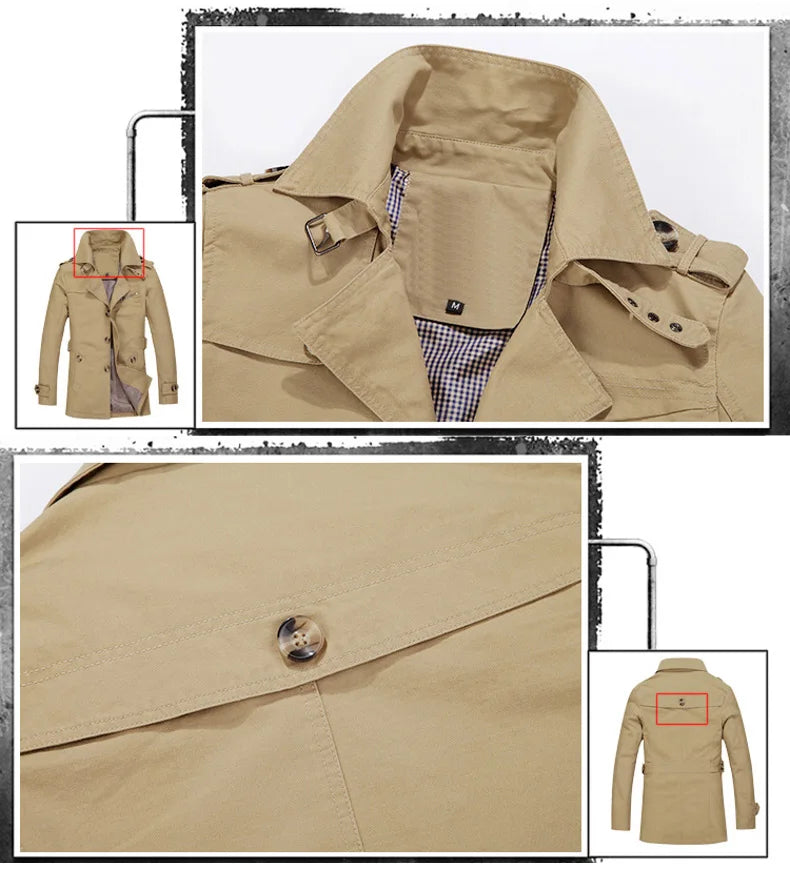 Chaqueta de algodón de hombre, entallada, con cuello de muesca y un solo botón, estilo gabardina, ideal para la oficina o para un look casual de negocios.