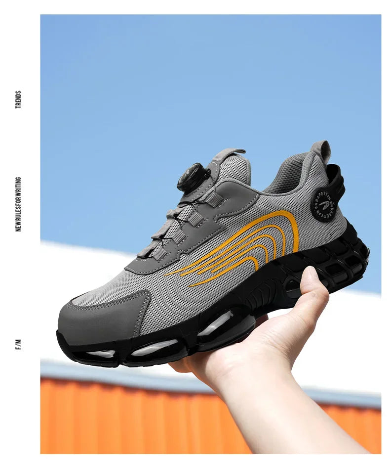 Summer Work Safety Protection Shoes Air Cushion Breathable Safety Shoes Anti-stabbing -smash Lightweight Sports Shoes For Men