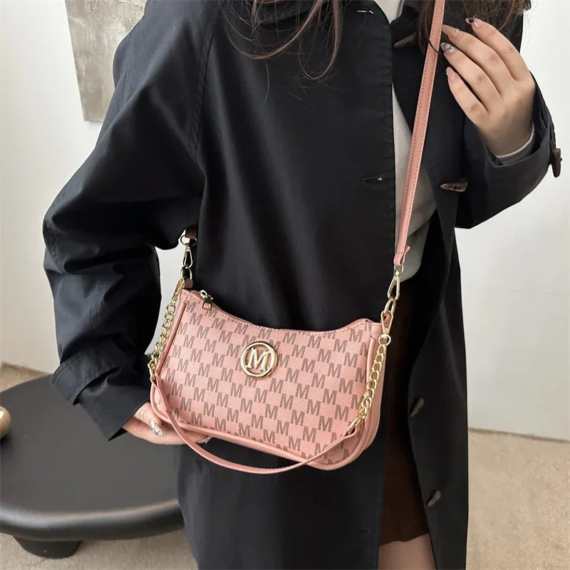 Bolso de mano con estampado retro moderno, moderno, para mujer, con un solo hombro, pequeño, cuadrado, versátil, de piel sintética y poliéster.