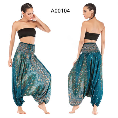 Bohemian Pants Women Pantalones Mujer Hippie High Waist Rayon Harem Baggy Boho Yoga Beach Wear Pour Femme Calca Feminina Printed