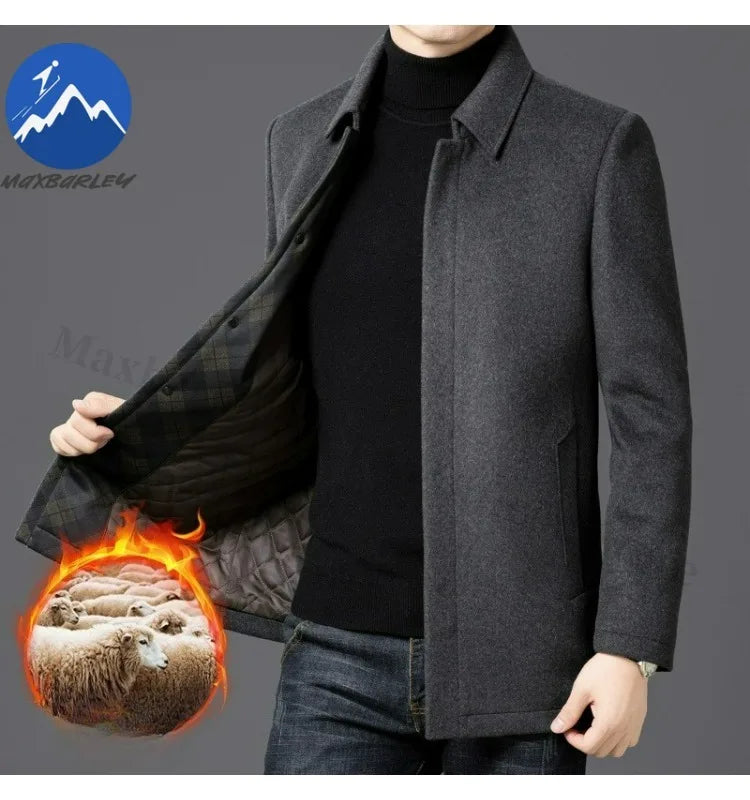 Chaqueta de lana para hombre Maxbarley, estilo moderno, con solapa, ideal para actividades al aire libre, oficina, parka gruesa y cálida, estilo casual y elegante, ligera, perfecta para el invierno.