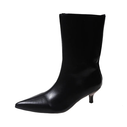 Botines de diseño para mujer, estilo moderno, tacón bajo cuadrado, ideales para fiestas, bailes y eventos. Botines cortos sin cordones.