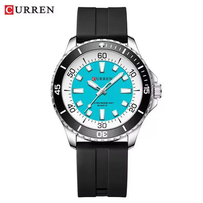 CURREN 8448 Reloj de cuarzo de moda para hombre, reloj de pulsera deportivo con correa de silicona, luminoso, resistente al agua y esfera grande para exteriores