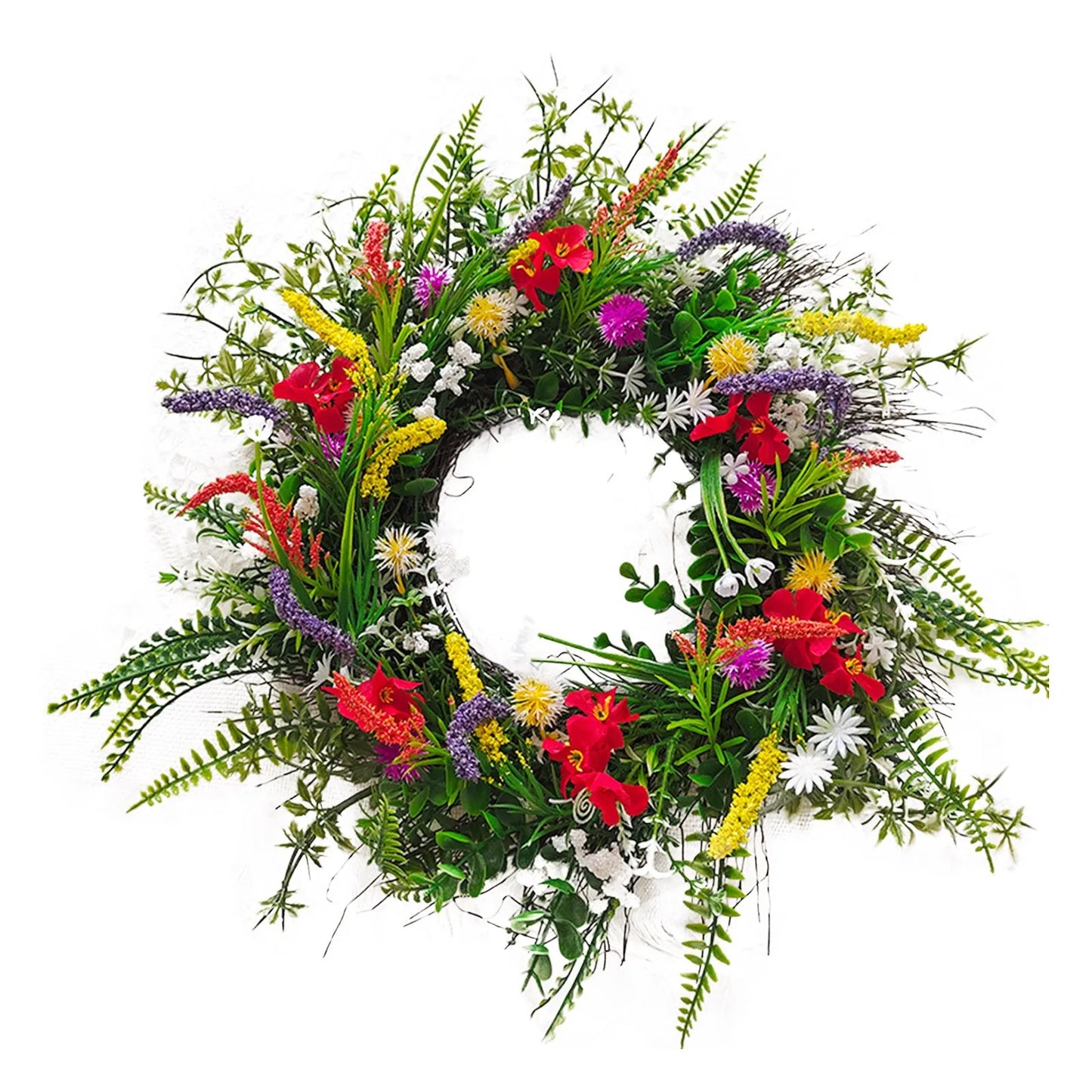 Las coronas artificiales grandes son adecuadas para la decoración interior de ventanas y puertas de entrada y se pueden usar como adornos para fiestas.