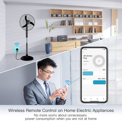 Enchufe inteligente MOES WiFi con ajuste de brillo y temporizador, compatible con la aplicación Tuya Smart Life y control por voz de Alexa y Google (UE/RU/EE. UU.).