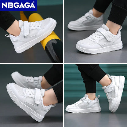 Zapatillas deportivas para niños, zapatos casuales para niños, zapatos planos de cuero negro para caminar para estudiantes, calzado deportivo ligero antideslizante para niñas, calzado de tenis