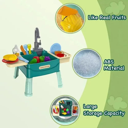 Juguetes para niños en casa, educación temprana, cocina, simulación, lavavajillas eléctrico, mesa, toma de agua, juguetes para lavar verduras