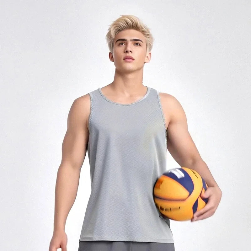 Chaleco deportivo, traje de entrenamiento sin mangas para correr, suelto, de secado rápido para hombres, top profesional transpirable y que absorbe el sudor