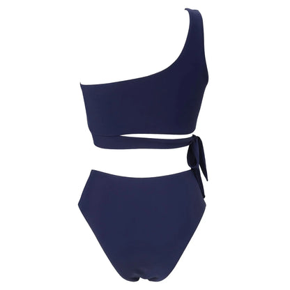 Bikini de un solo hombro para mujer, traje de baño dividido, color liso, traje de baño de playa de verano, traje de baño para mujer
