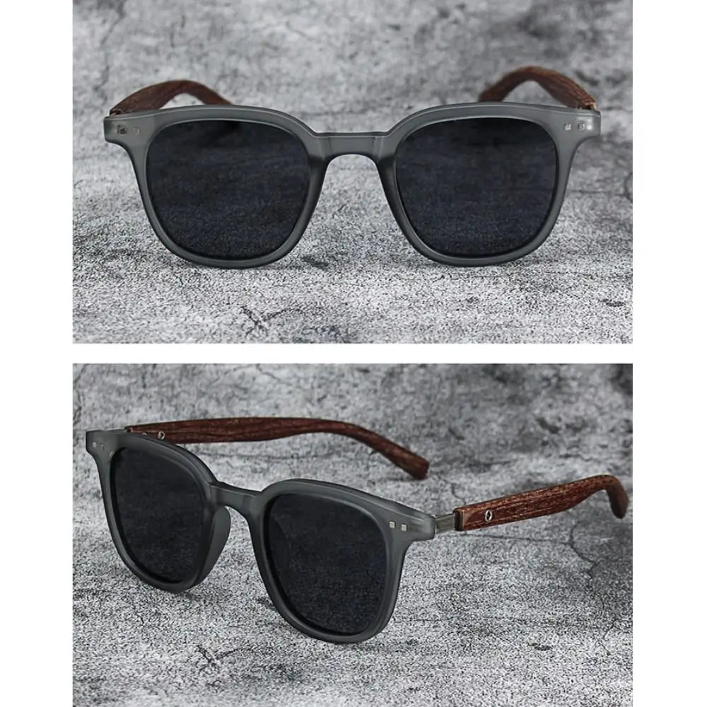 Gafas de sol modernas con vetas de madera retro para mujeres y hombres, nuevas gafas de sol con montura cuadrada, protección UV, gafas de ciclismo para exteriores y calle.
