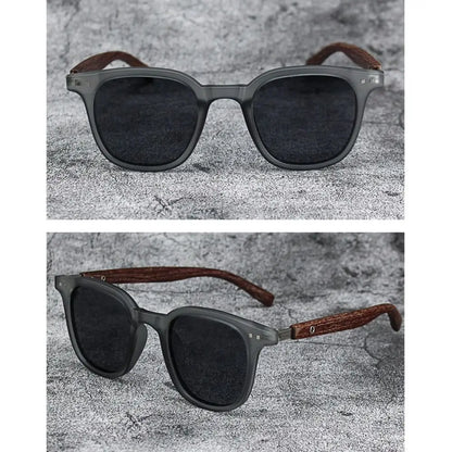 Gafas de sol modernas con vetas de madera retro para mujeres y hombres, nuevas gafas de sol con montura cuadrada, protección UV, gafas de ciclismo para exteriores y calle.