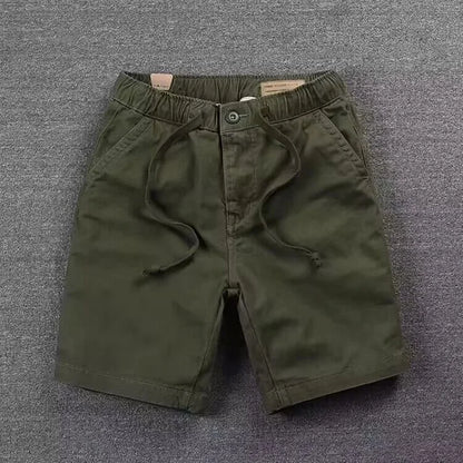 Pantalones cortos informales de trabajo para hombre, de verano, modernos, holgados, de pierna recta, de cinco cuartos, elásticos y lavados.