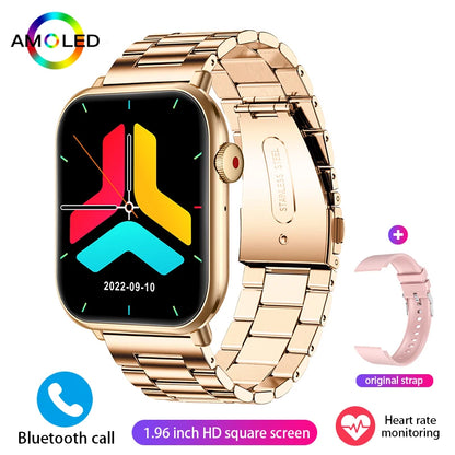 Nuevo reloj inteligente AMOLED para mujer, para hombre, con control de temperatura corporal, deportivo, fitness, resistente al agua, Bluetooth, llamadas, reloj inteligente digital para mujer.