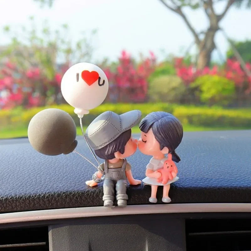 Lindos adornos de pareja para coche, decoración de interiores, manualidades, escritorio de oficina, globos, adornos de pareja, decoración de figuras para panel de instrumentos