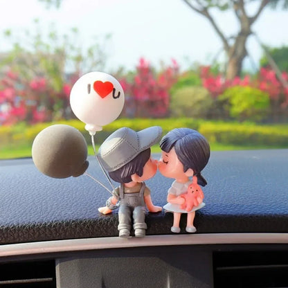 Lindos adornos de pareja para coche, decoración de interiores, manualidades, escritorio de oficina, globos, adornos de pareja, decoración de figuras para panel de instrumentos