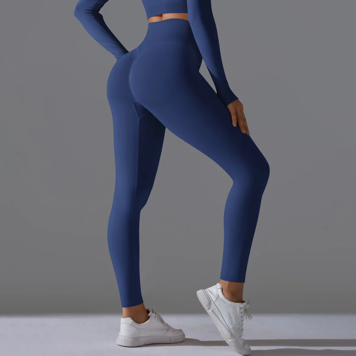 Leggings deportivos de yoga para mujer, sin costuras, cintura alta, elásticos, color sólido, para gimnasio, correr, secado rápido, realce y efecto moldeador.