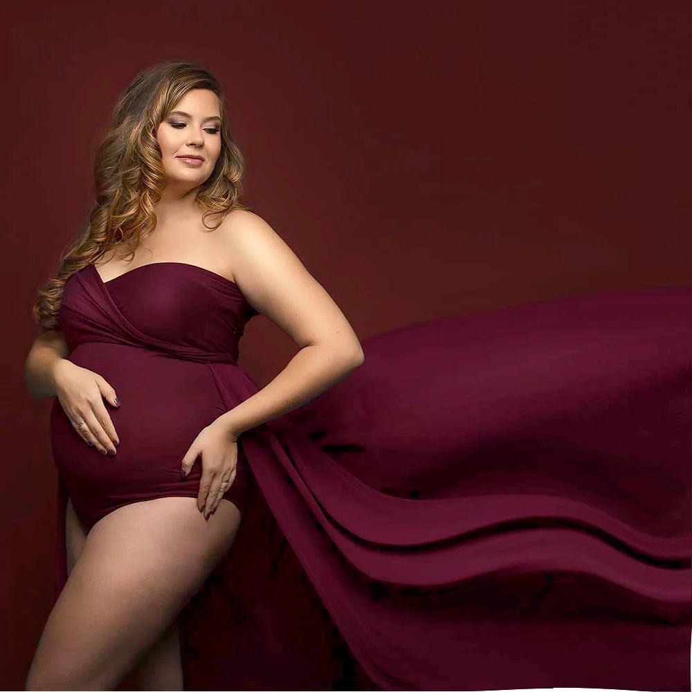 Accesorios de fotografía de maternidad, ropa para embarazadas, mono sexy sin tirantes, tela elástica, talla grande