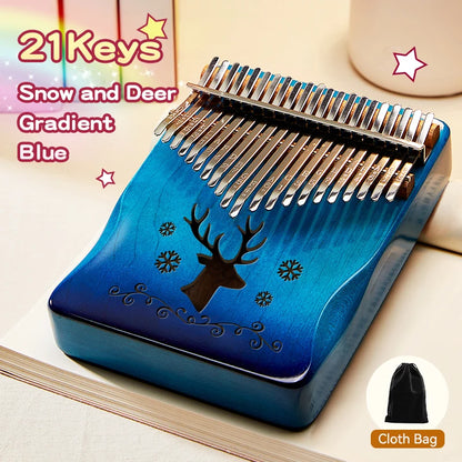 Piano de pulgar Kalimba de 21 teclas con diseño de ciervo: ideal para principiantes, regalo de cumpleaños perfecto, accesorios de piano, regalo de piano.