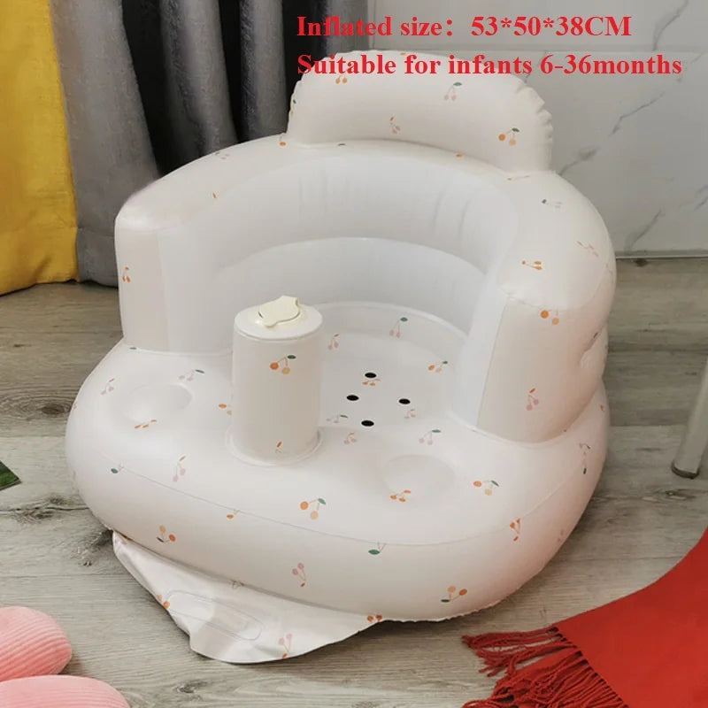 Asiento inflable para bebé con bomba de aire incorporada, silla de apoyo para la espalda para bebés de 0 a 3 años, silla de ducha portátil, asiento de suelo