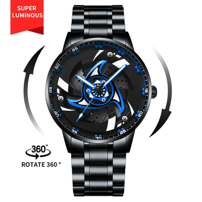 Reloj de cuarzo con esfera giratoria caleidoscopio Sharingan, esfera de anime japonés 3D, reloj de marca superior de lujo, resistente al agua, reloj de moda para hombre.
