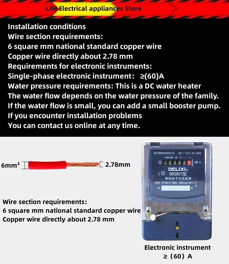 Calentador de agua eléctrico pequeño HYUNDAI con calentamiento rápido e instantáneo, temperatura constante inteligente y pantalla en inglés para ducha o baño.