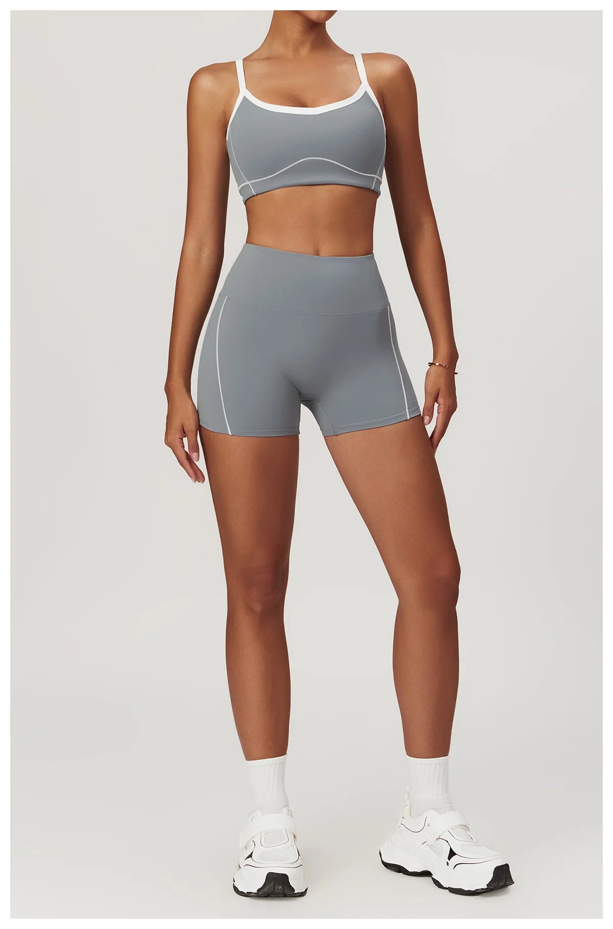 Conjunto deportivo de yoga FUBEIKE para mujer, de verano, color nude, ajustado, con espalda descubierta, ideal para gimnasio, ropa deportiva para mujer, para correr al aire libre.