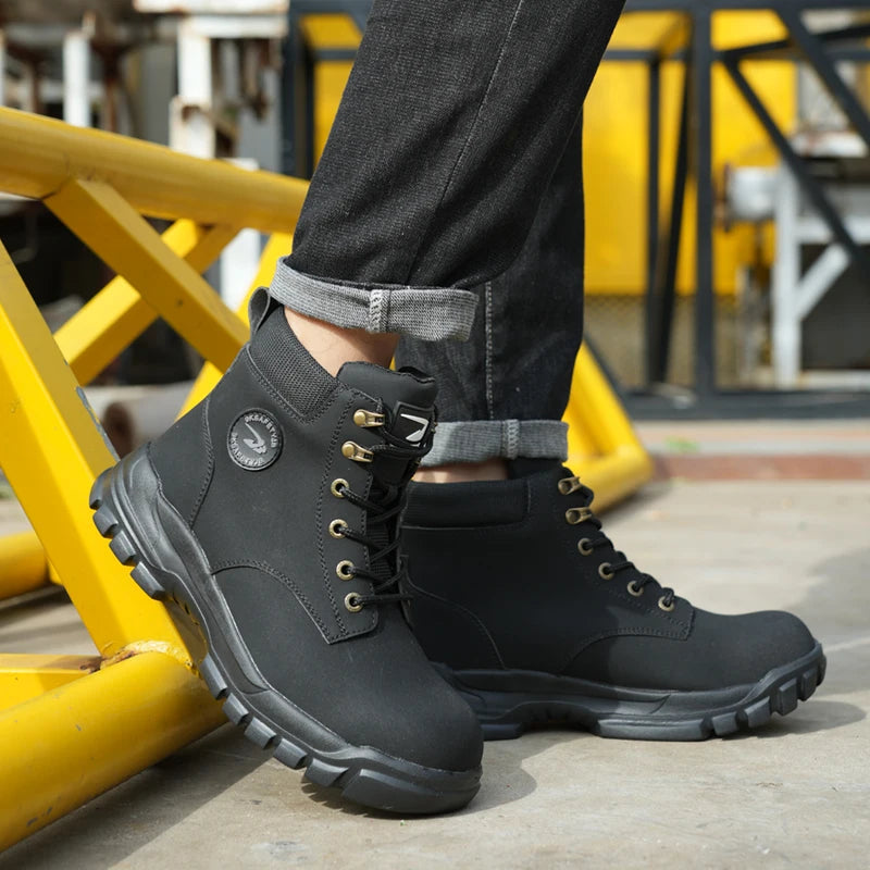 Zapatos con puntera de acero para hombre y mujer, zapatillas ligeras con puntera de acero antiaplastamiento, botas de trabajo indestructibles, calzado de seguridad para la construcción.