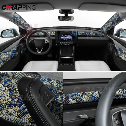 Pegatina bordada autoadhesiva de tela para interior de coche, modificación interior, columna ABC para muebles, accesorios de bricolaje para coche