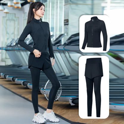 Conjunto de 2 piezas de traje de yoga para mujer, para correr, deportes, gimnasio, correr por la mañana, primavera, verano, ropa profesional de secado rápido, moda de otoño, fitness