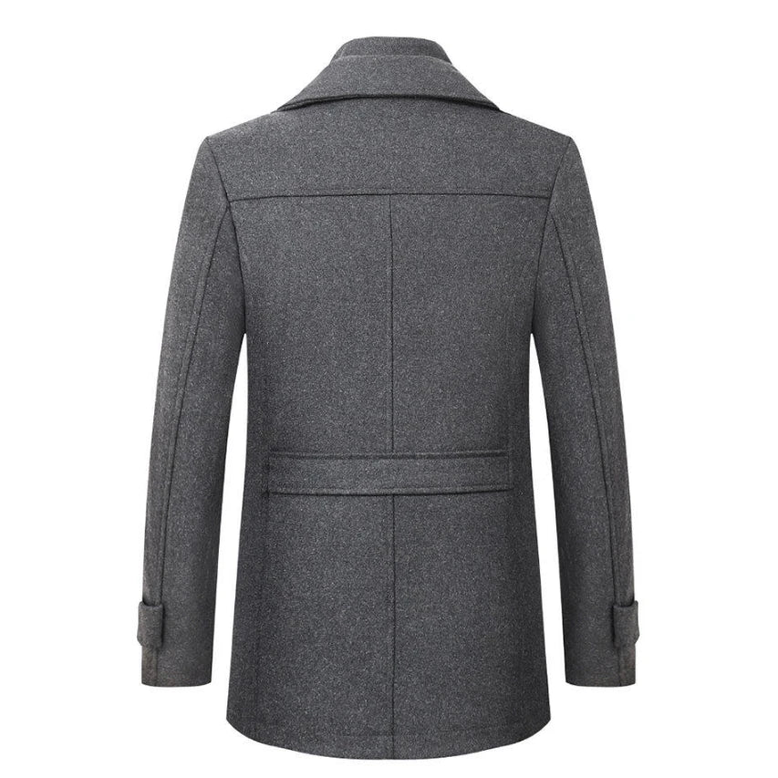 2025 High quality men's wool coat medium length double collar winter plus cotton thickened wool coat men's coat