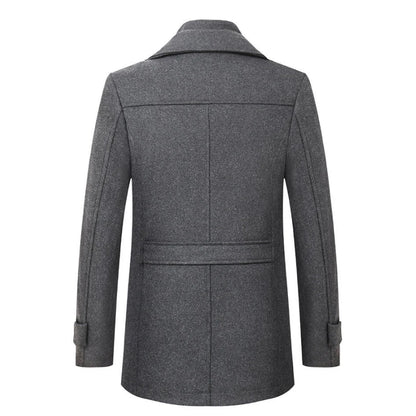 2025 High quality men's wool coat medium length double collar winter plus cotton thickened wool coat men's coat