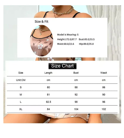 Camisón de satén con estampado floral para mujer, ropa de dormir informal sin mangas y sin espalda, sexy, para el hogar