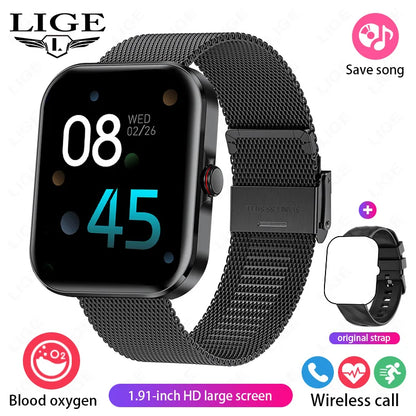 LIGE - Reloj inteligente para hombre, pantalla de 1,91 pulgadas, Bluetooth, llamadas, más de 100 modos deportivos, monitorización del sueño, resistente al agua, para mujer (regalo 2025)
