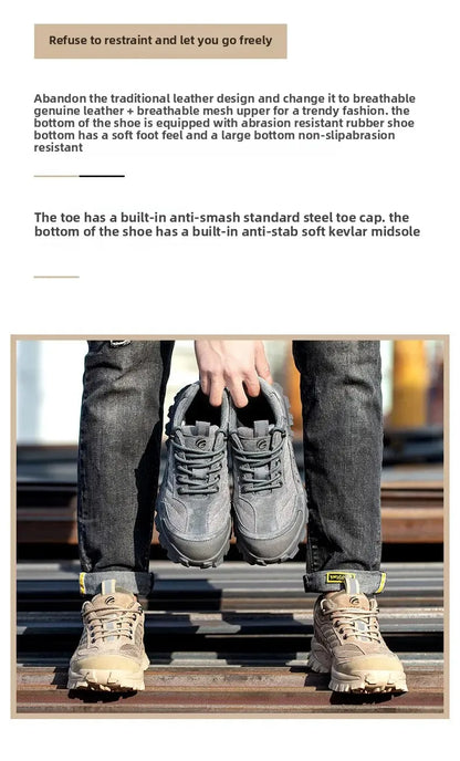 Spring New Men's Steel Toe Safety Shoes Breathable Work Shoes Anti Crush And Piercing High Temperature Resistant Wear Proof