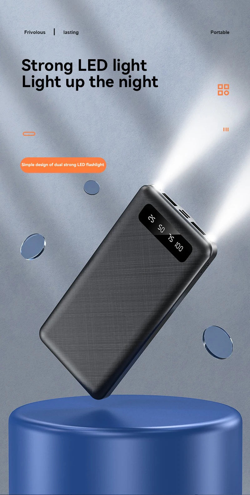 Batería externa portátil Xiaomi de 500.000 mAh y 120 W de carga ultrarrápida de gran capacidad con pantalla digital LED para teléfonos.