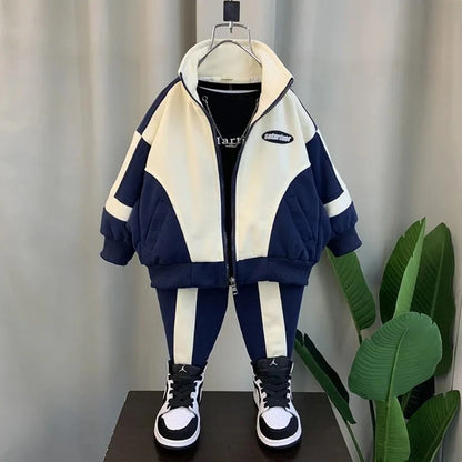 Conjunto de ropa para niños, temporada primavera-otoño, nuevo conjunto de 2 piezas de chaquetas y pantalones casuales para niños y bebés, ropa deportiva coreana