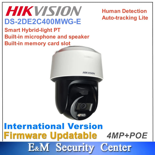 Cámara de seguridad IP de red PoE Hikvision DS-2DE2C400MWG-E original de 4 MP con micrófono integrado, fija, inteligente, híbrida, para exteriores, con luz y alimentación integrada.