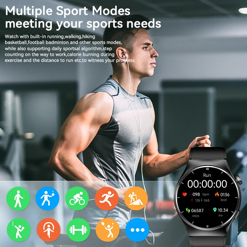 LIGE - Reloj inteligente para hombre de 1,46 pulgadas con terapia láser, control de lípidos, ácido úrico, VFC, llamadas, temperatura, deportivo y bienestar