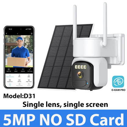 Cámara de seguridad exterior inalámbrica WiFi solar de 10 MP y 5K con doble lente, doble pantalla, seguimiento automático y zoom digital 5X. Incluye doble lente y doble pantalla.