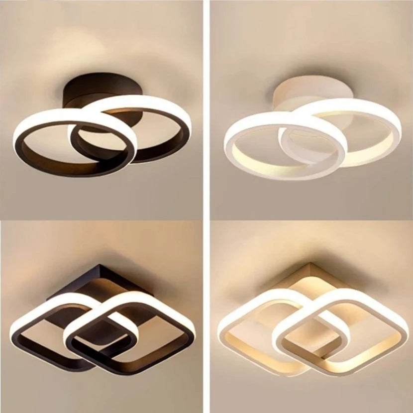 Lámpara de techo moderna de metal negro, araña de techo con luz tricolor para sala de estar, pasillo, balcón, decoración del hogar