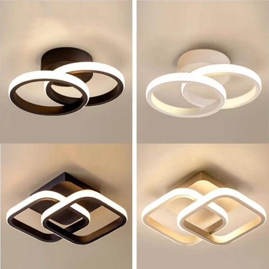 Lámpara de techo moderna de metal negro, araña de techo con luz tricolor para sala de estar, pasillo, balcón, decoración del hogar