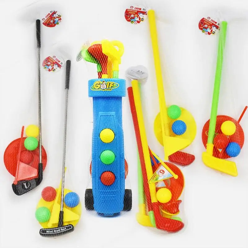 Juguetes de golf portátiles para exteriores, juego de ejercicio en interiores con pelotas y palos de golf de entrenamiento. Juego de juguetes de golf.