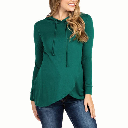 Ropa de maternidad Otoño e Invierno Sudadera deportiva con capucha de manga larga Suéter de maternidad Ropa de lactancia Sudadera con capucha para embarazadas