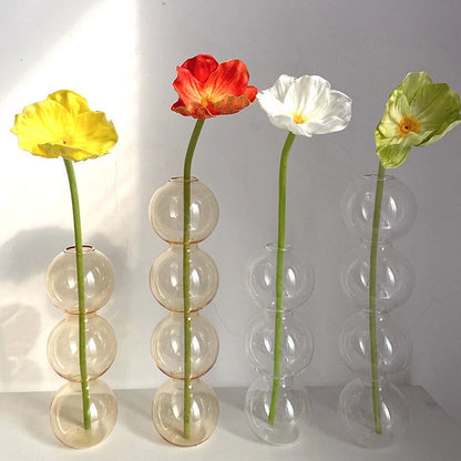 Nuevos adornos japoneses para sala de estar nórdica, jarrones pequeños esféricos creativos y sencillos con flores de vidrio de burbujas de colores, decoración del hogar