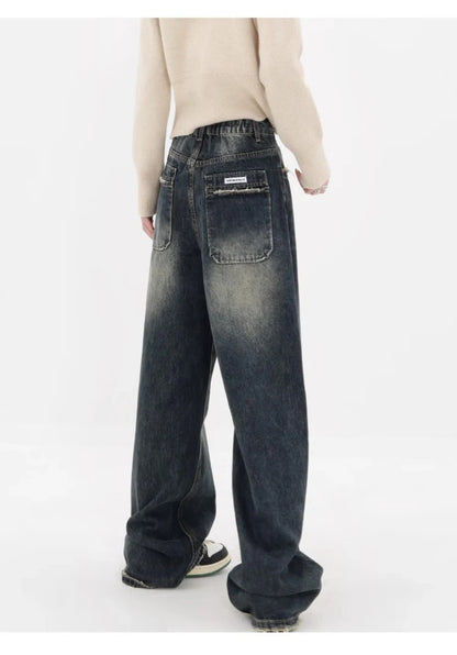 Pantalones vaqueros holgados Harajuku Y2K para mujer, ropa de calle retro, pantalones de cintura alta, pantalones vaqueros holgados de pierna ancha para mujer
