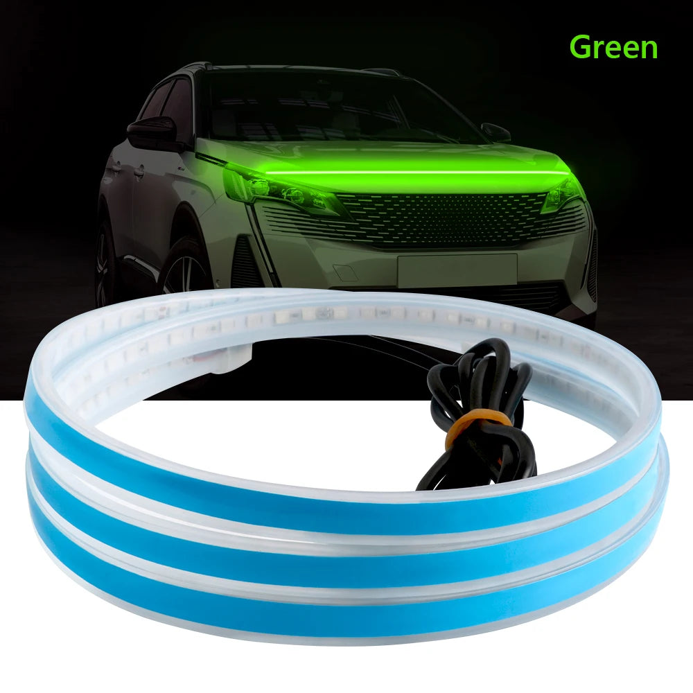 Tira de luz LED para capó de coche, impermeable, para decoración exterior, faros delanteros decorativos, lámpara ambiental universal de 12 V
